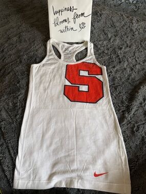 Nike White Girls' Racerback Tank Dress with Red 'S' Graphic